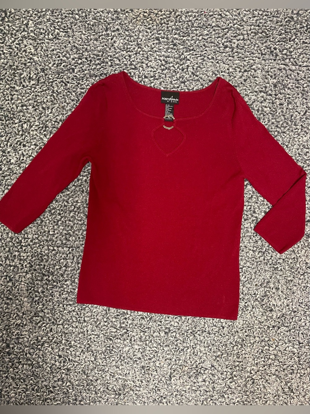 Positive Attitude Red Keyhole Ring Top